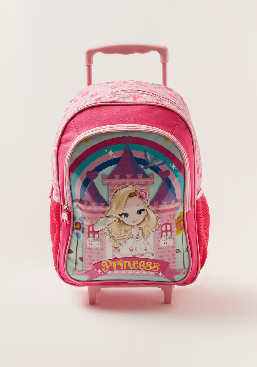 Juniors Princess Print Trolley Backpack with Lunch Bag and Pencil Case-Trolleys-image-1