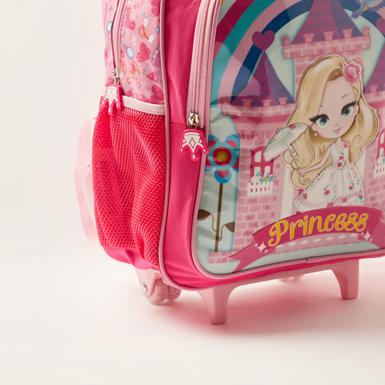 Juniors Princess Print Trolley Backpack with Lunch Bag and Pencil Case