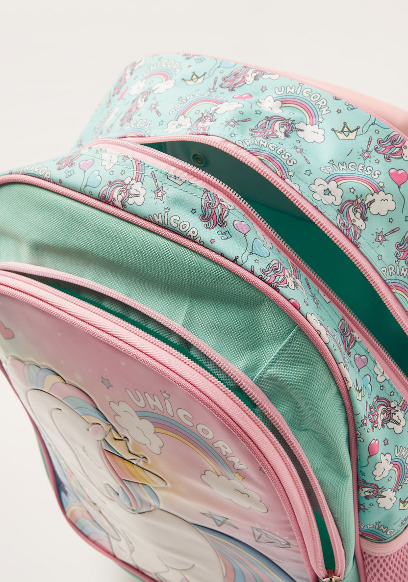 Juniors Unicorn Print Trolley Backpack with Lunch Bag and Pencil Case-School Sets-image-10