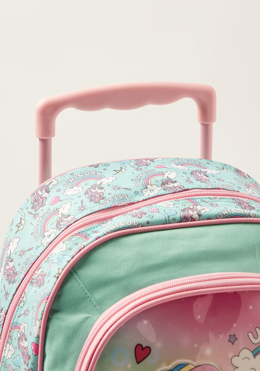 Juniors Unicorn Print Trolley Backpack with Lunch Bag and Pencil Case-School Sets-image-3