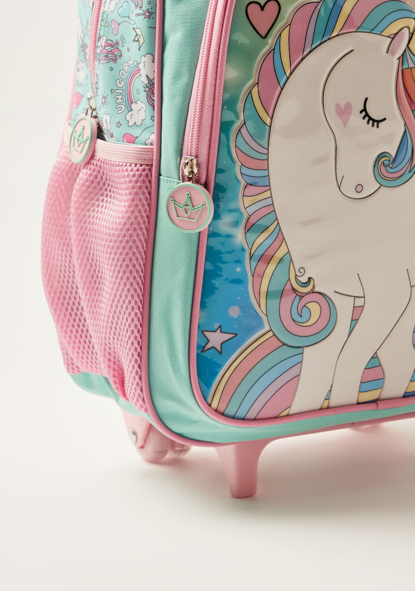 Juniors Unicorn Print Trolley Backpack with Lunch Bag and Pencil Case-School Sets-image-7