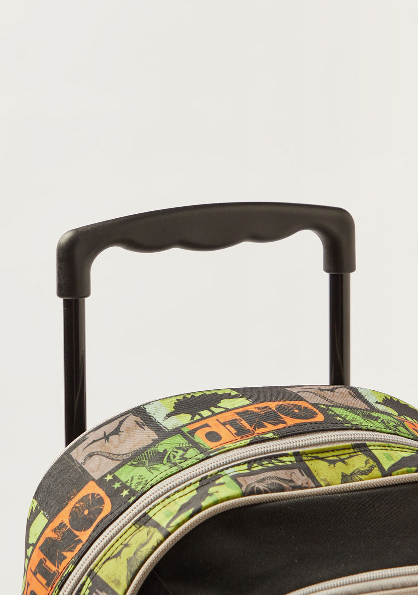 Juniors Dinosaur Print Trolley Backpack with Lunch Bag and Pencil Case-School Sets-image-3