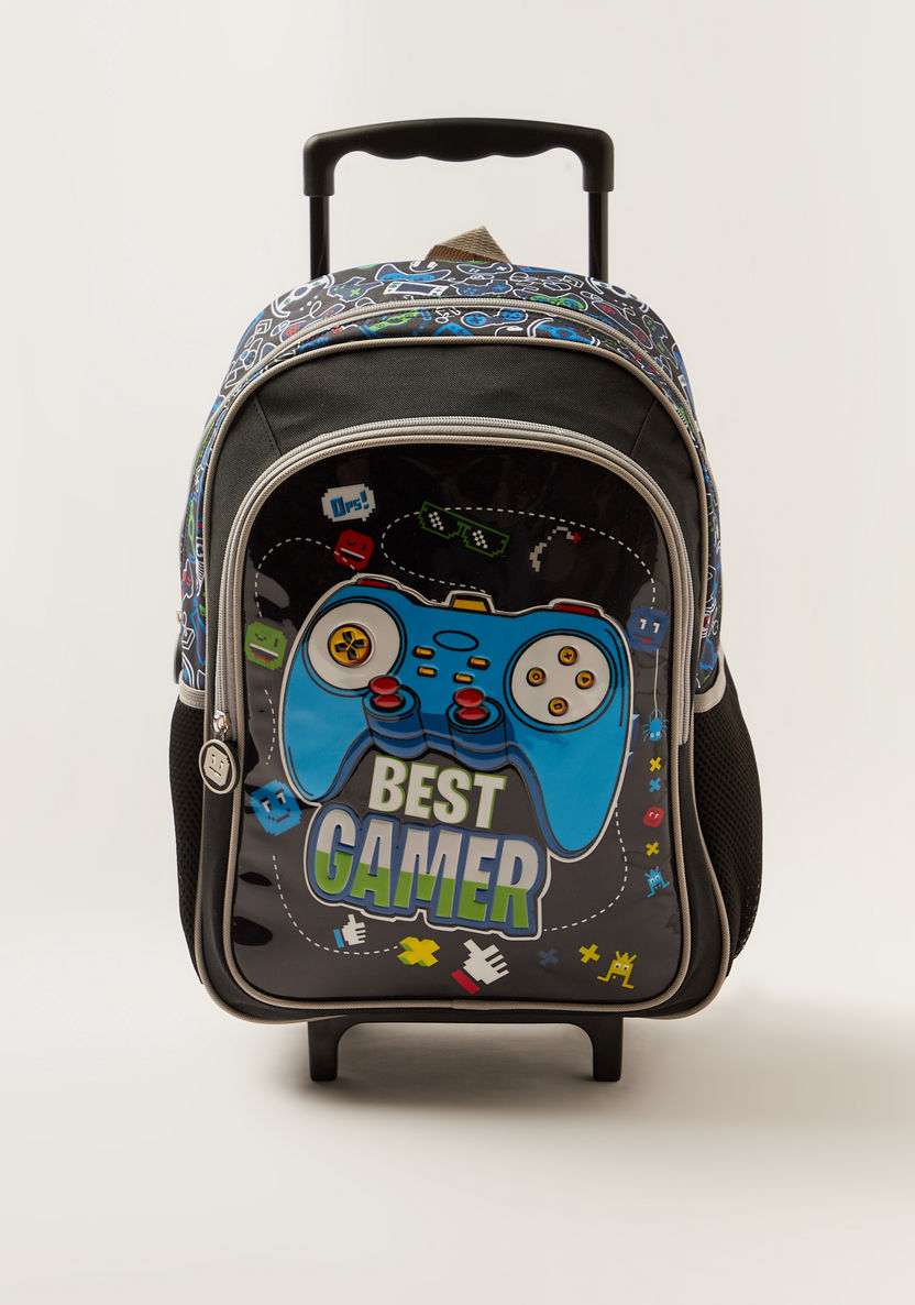 Juniors Printed Trolley Backpack with Lunch Bag and Pencil Case-Trolleys-image-1