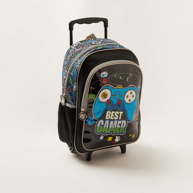 Juniors Printed Trolley Backpack with Lunch Bag and Pencil Case