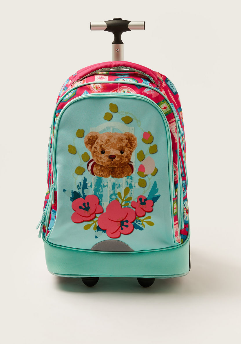 Juniors Printed Trolley Backpack with Lunch Bag and Pencil Pouch - 20 inches-Trolleys-image-1