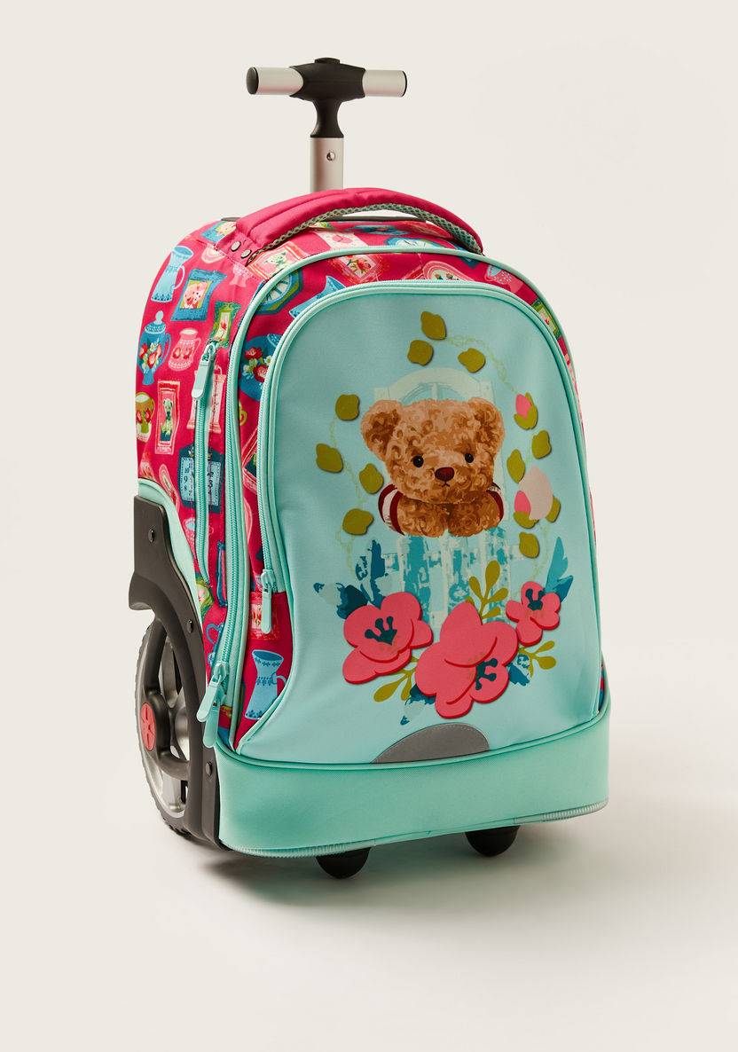 Juniors Printed Trolley Backpack with Lunch Bag and Pencil Pouch - 20 inches-Trolleys-image-2