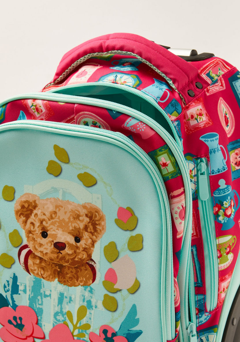 Juniors Printed Trolley Backpack with Lunch Bag and Pencil Pouch - 20 inches-Trolleys-image-5