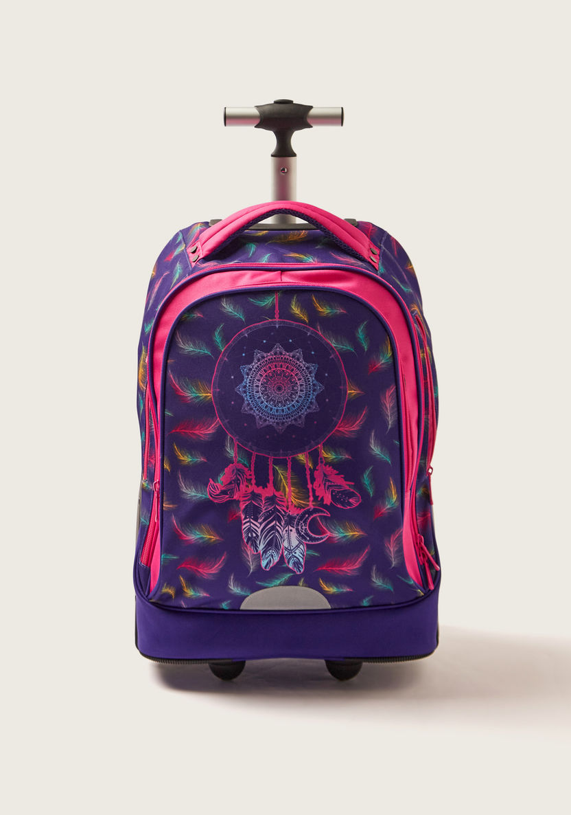 Juniors Feather Print 20-inch Trolley Bag with Lunch Bag and Pencil Pouch-School Sets-image-1
