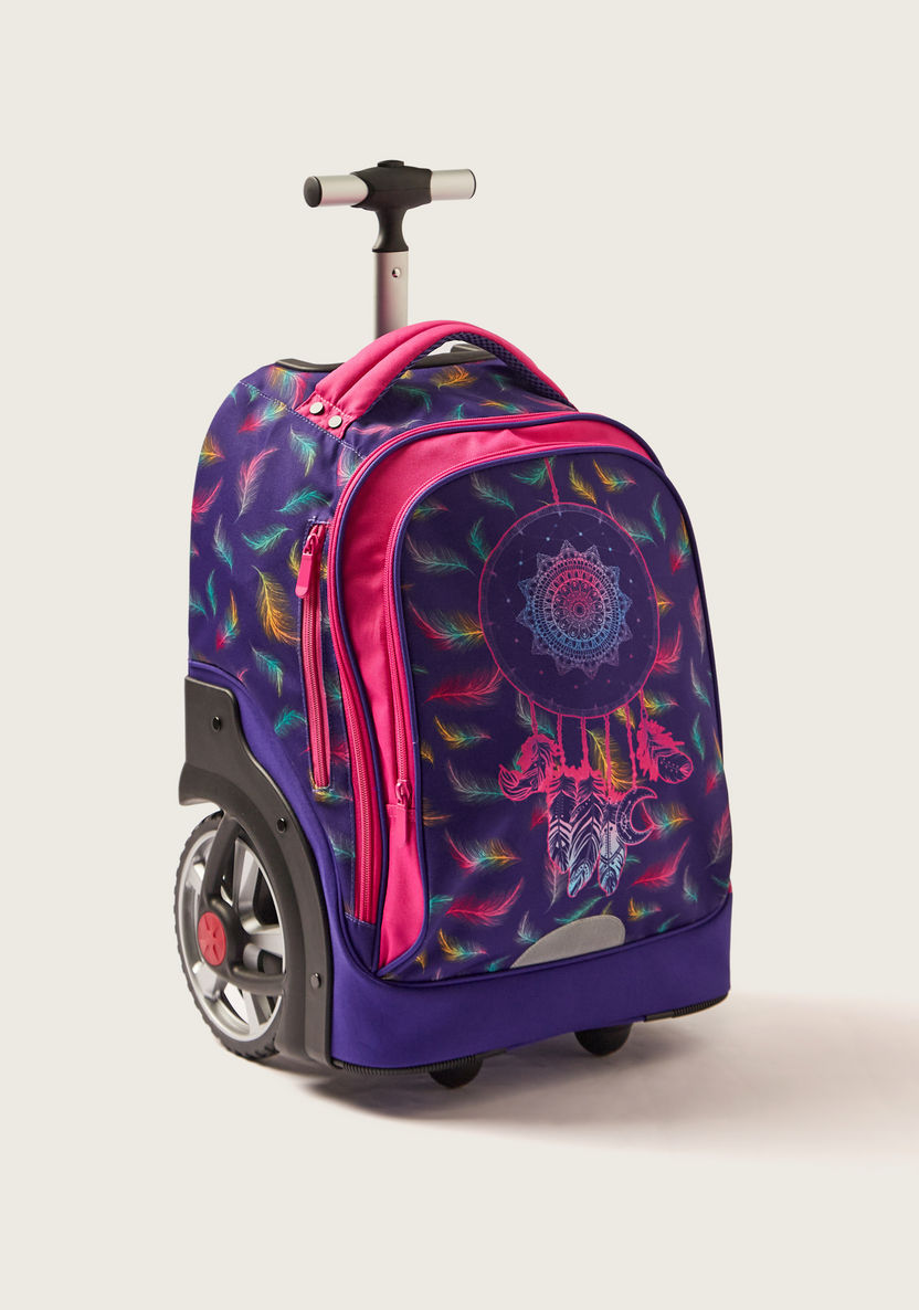 Juniors Feather Print 20-inch Trolley Bag with Lunch Bag and Pencil Pouch-School Sets-image-2