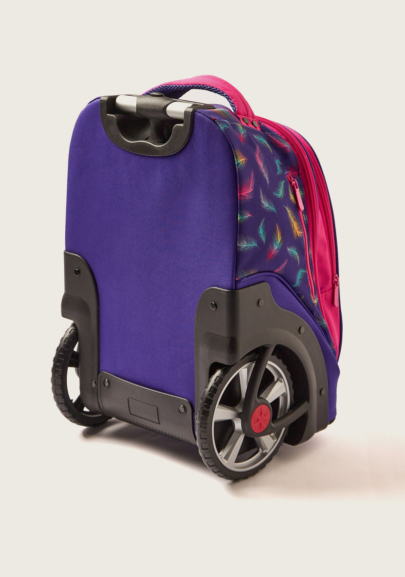 Juniors Feather Print 20-inch Trolley Bag with Lunch Bag and Pencil Pouch-School Sets-image-5