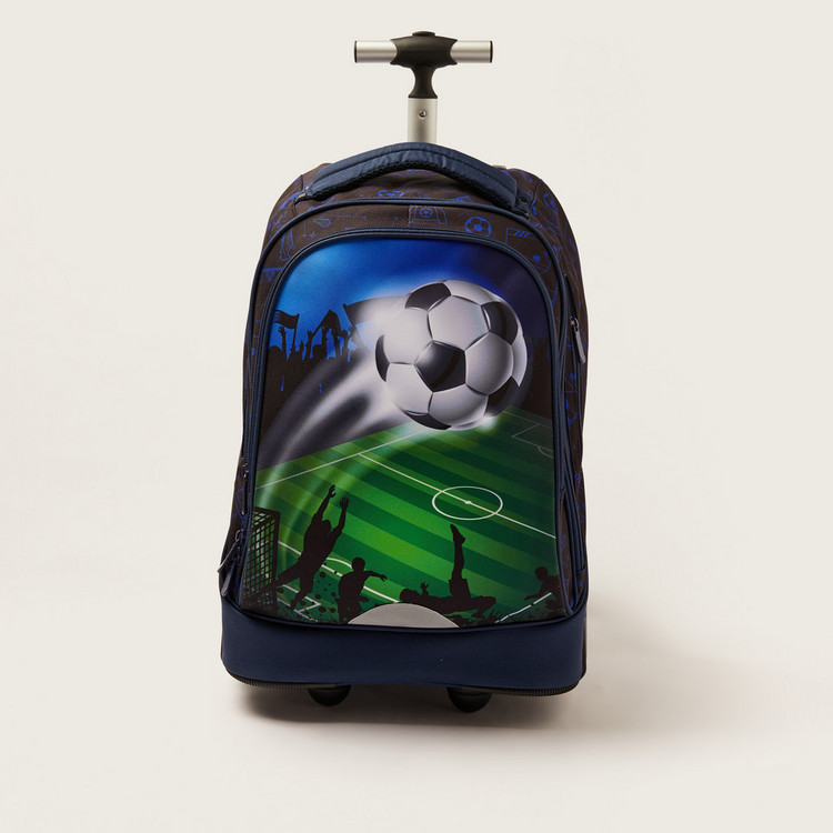 Juniors Football Print Trolley Backpack with Lunch Bag and Pencil Pouch - 20 inches