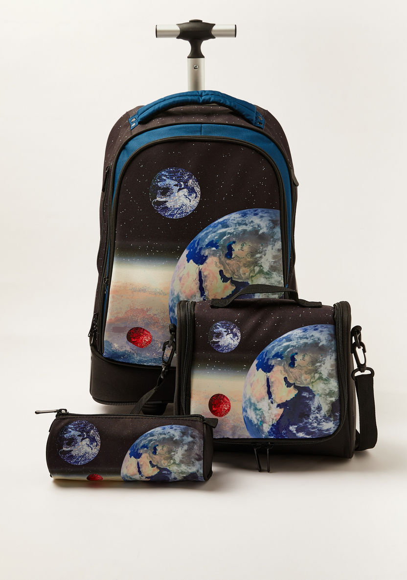 Juniors Space Print Trolley Backpack with Lunch Bag and Pencil Pouch - 20 inches-School Sets-image-0
