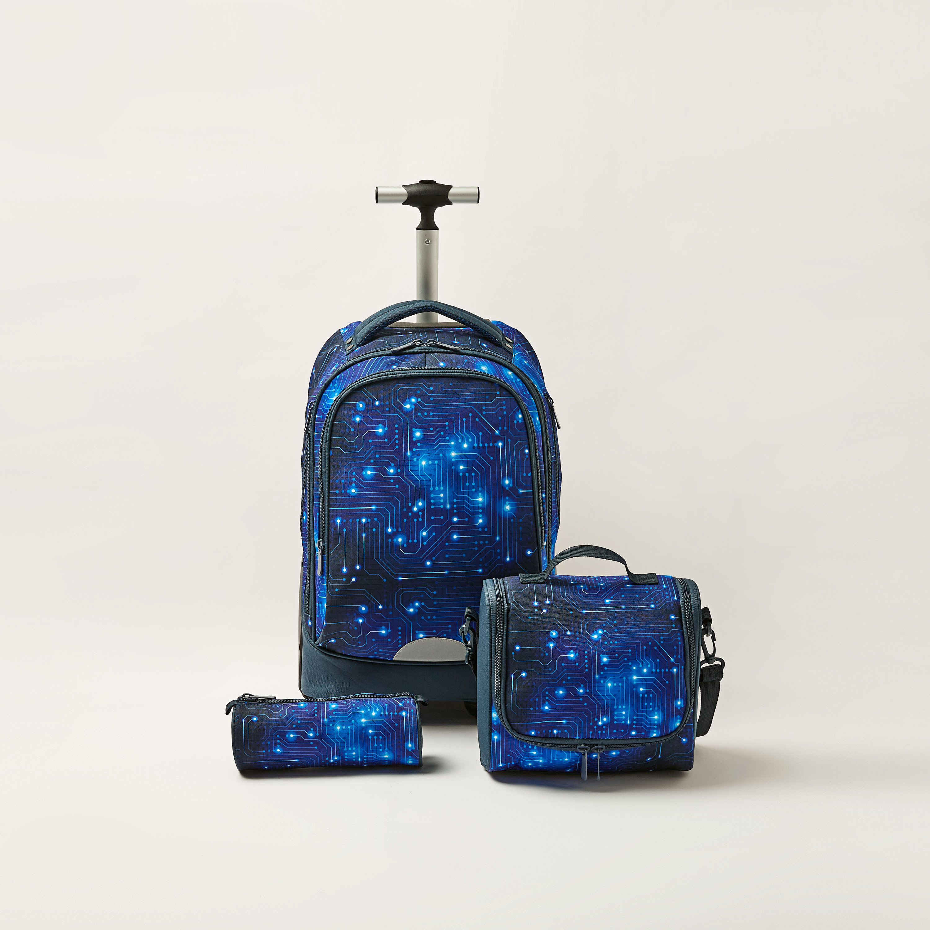 شنطة ترولي مقاس 20 بوصة بطبعات مع شنطة غداء ومقلمة من جونيورز-school-bagsandbackpacks-trolleybags-image-1