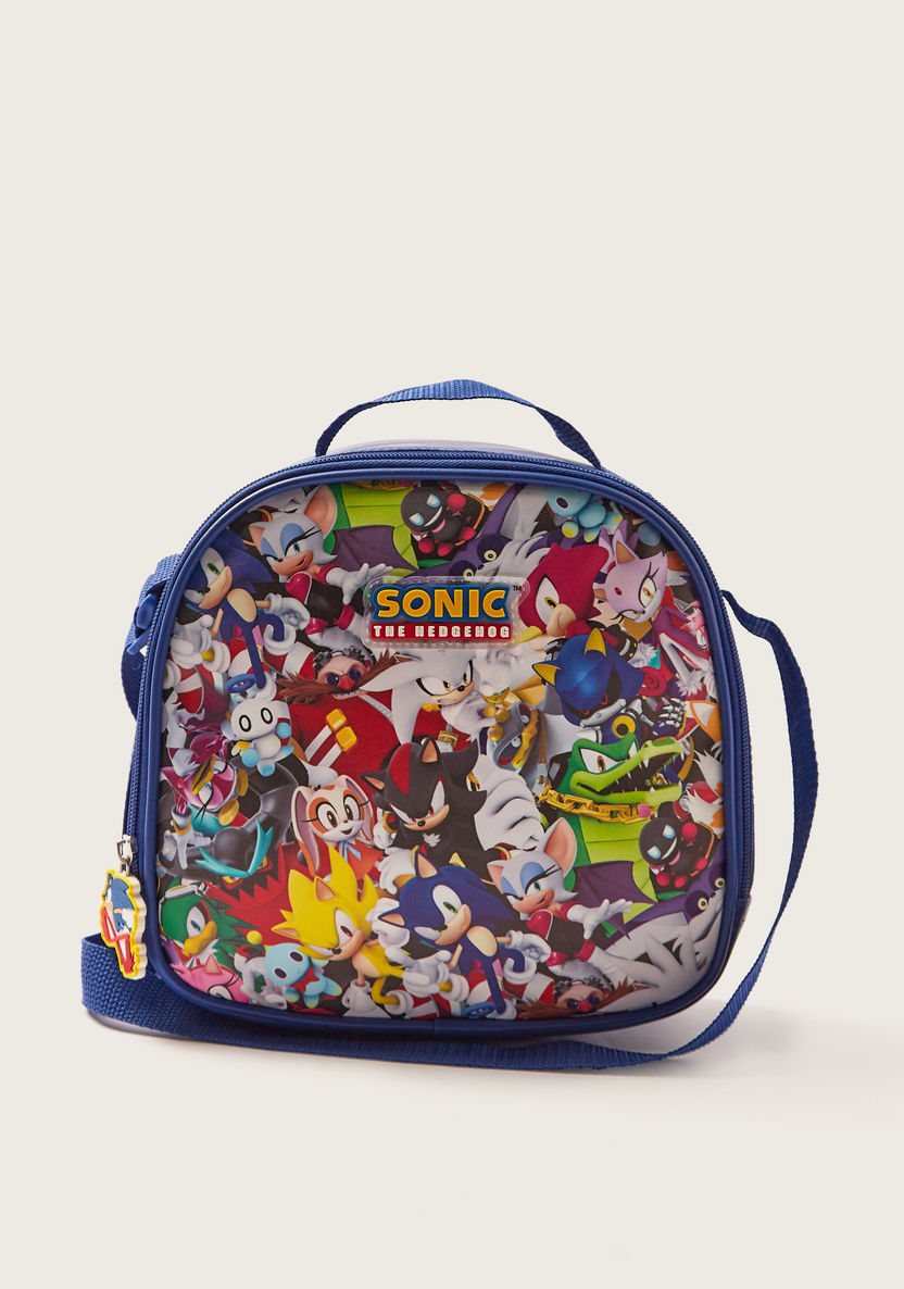 Sonic the Hedgehog Print Lunch Bag with Adjustable Strap-Lunch Bags-image-0
