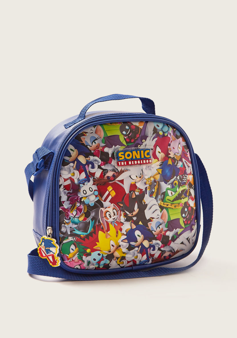 Sonic the Hedgehog Print Lunch Bag with Adjustable Strap-Lunch Bags-image-1