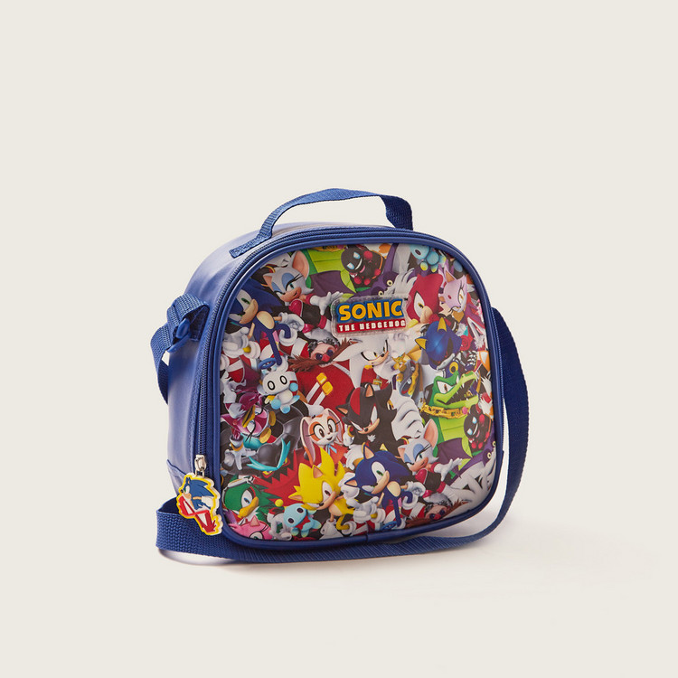 Sonic the Hedgehog Print Lunch Bag with Adjustable Strap