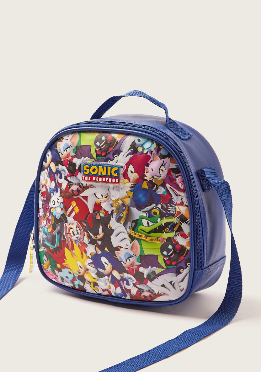 Sonic the Hedgehog Print Lunch Bag with Adjustable Strap-Lunch Bags-image-3