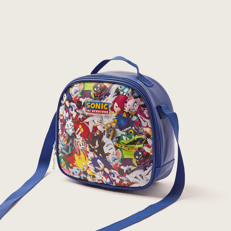 Sonic the Hedgehog Print Lunch Bag with Adjustable Strap