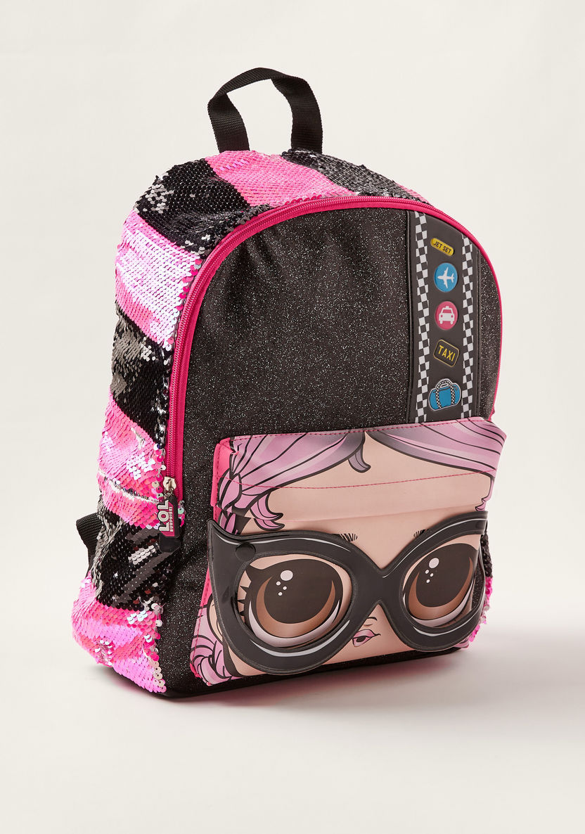 L.O.L. Surprise! Printed Backpack with Sequin Detail and Adjustable Straps - 16 inches-Backpacks-image-1
