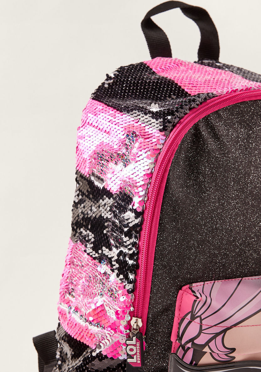 L.O.L. Surprise! Printed Backpack with Sequin Detail and Adjustable Straps - 16 inches-Backpacks-image-2