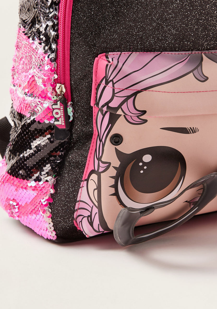 L.O.L. Surprise! Printed Backpack with Sequin Detail and Adjustable Straps - 16 inches-Backpacks-image-3