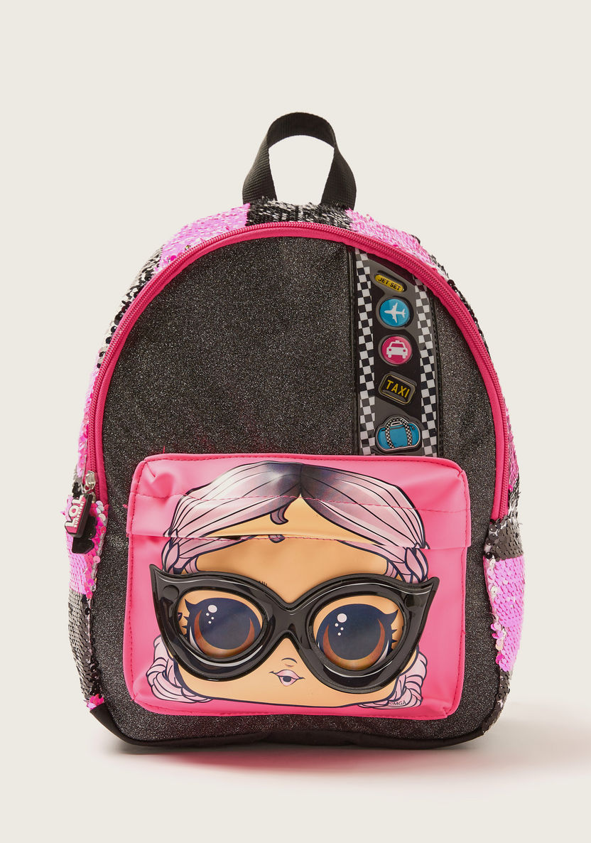 L.O.L. Surprise! Sequin Embellished Backpack with Zip Closure - 14 inches-Backpacks-image-0