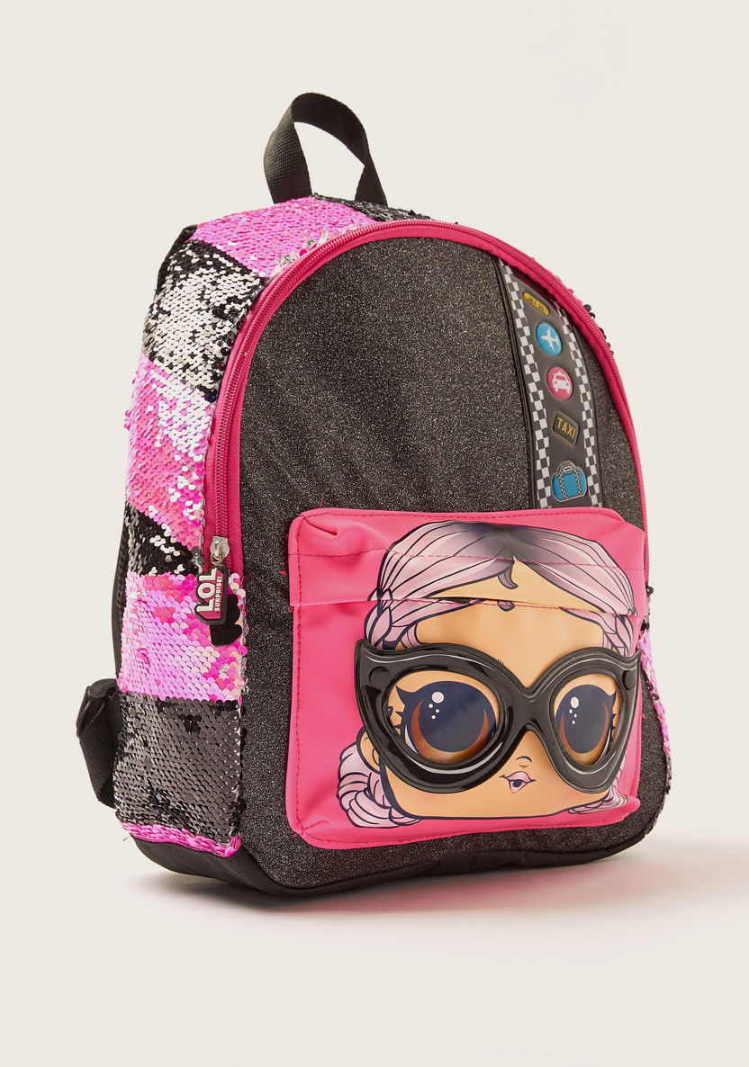 L.O.L. Surprise! Sequin Embellished Backpack with Zip Closure - 14 inches-Backpacks-image-1