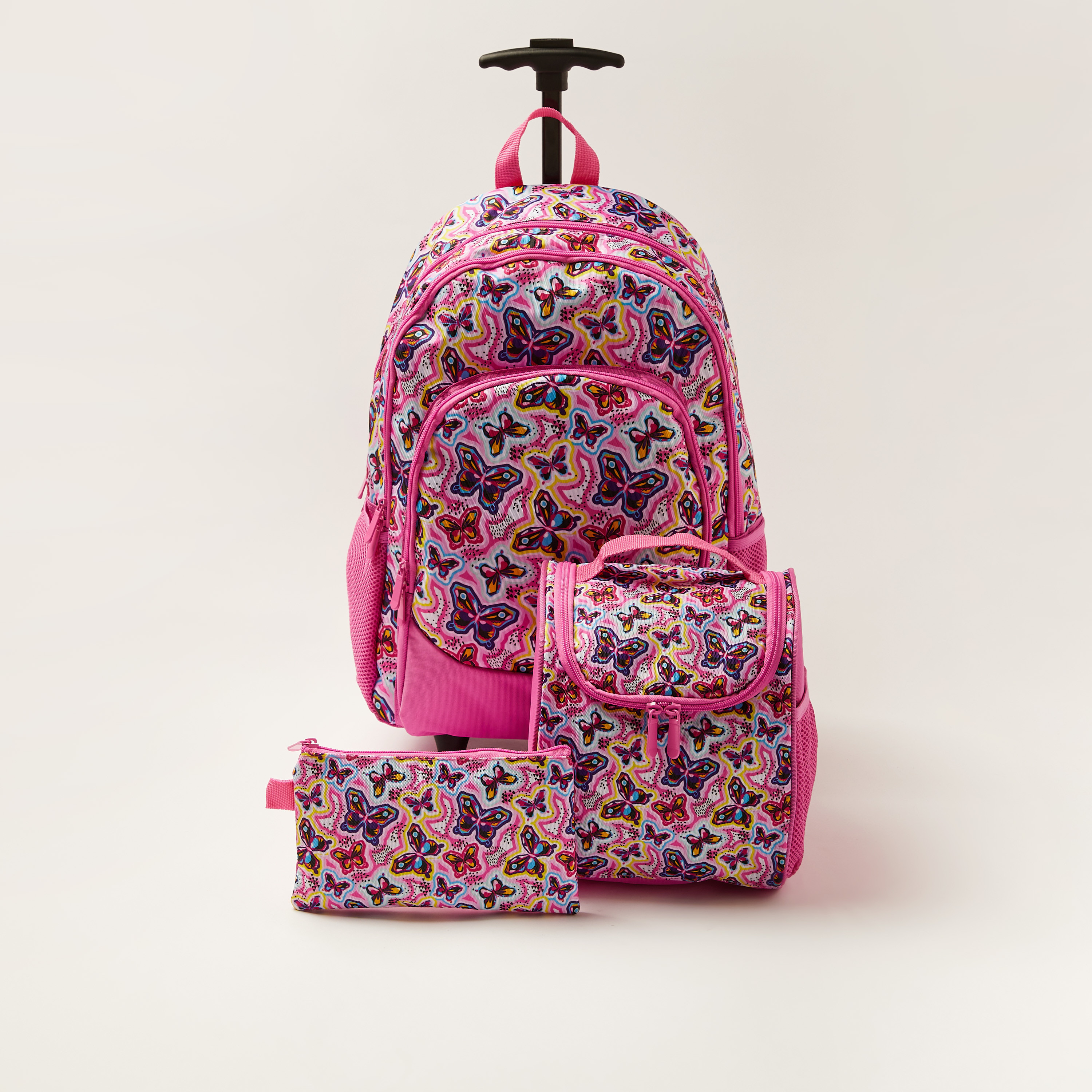 Juniors Butterfly Print Trolley Backpack with Lunch Bag and Pencil Pouch - 18 inches-school-bagsandbackpacks-trolleybags-image-1