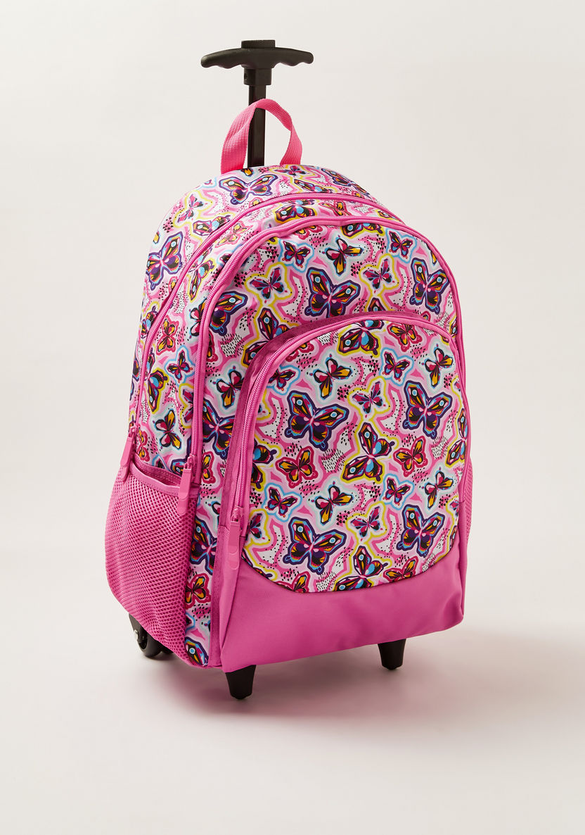 Juniors Butterfly Print Trolley Backpack with Lunch Bag and Pencil Pouch - 18 inches-School Sets-image-2