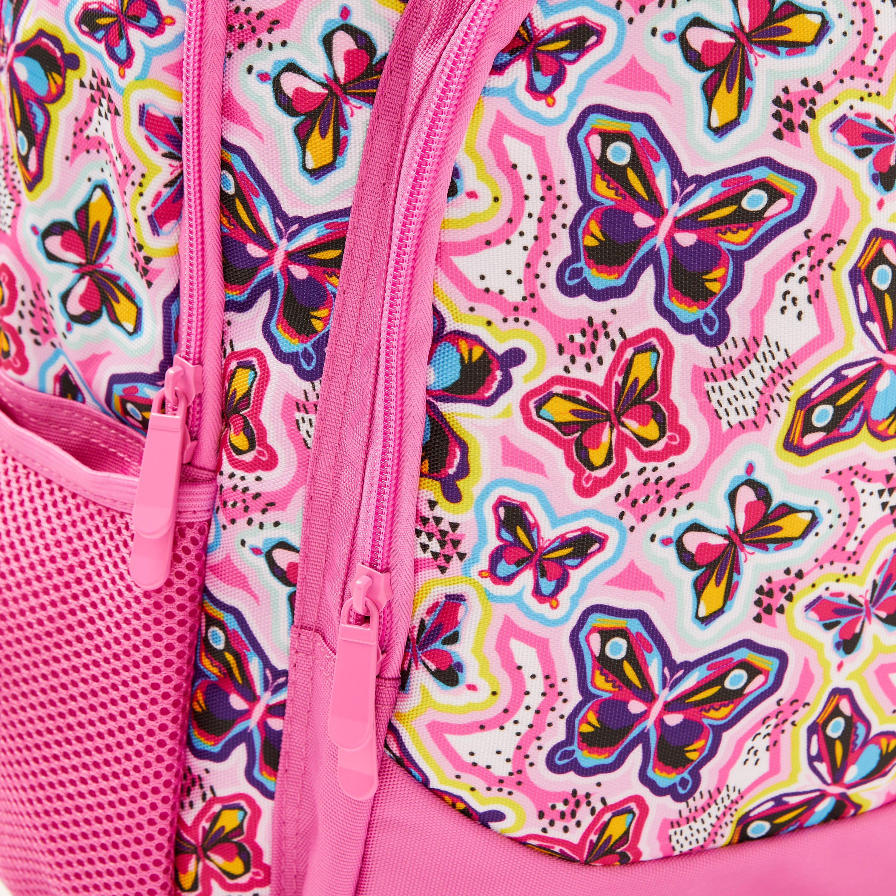 Juniors Butterfly Print Trolley Backpack with Lunch Bag and Pencil Pouch - 18 inches-school-bagsandbackpacks-trolleybags-image-4