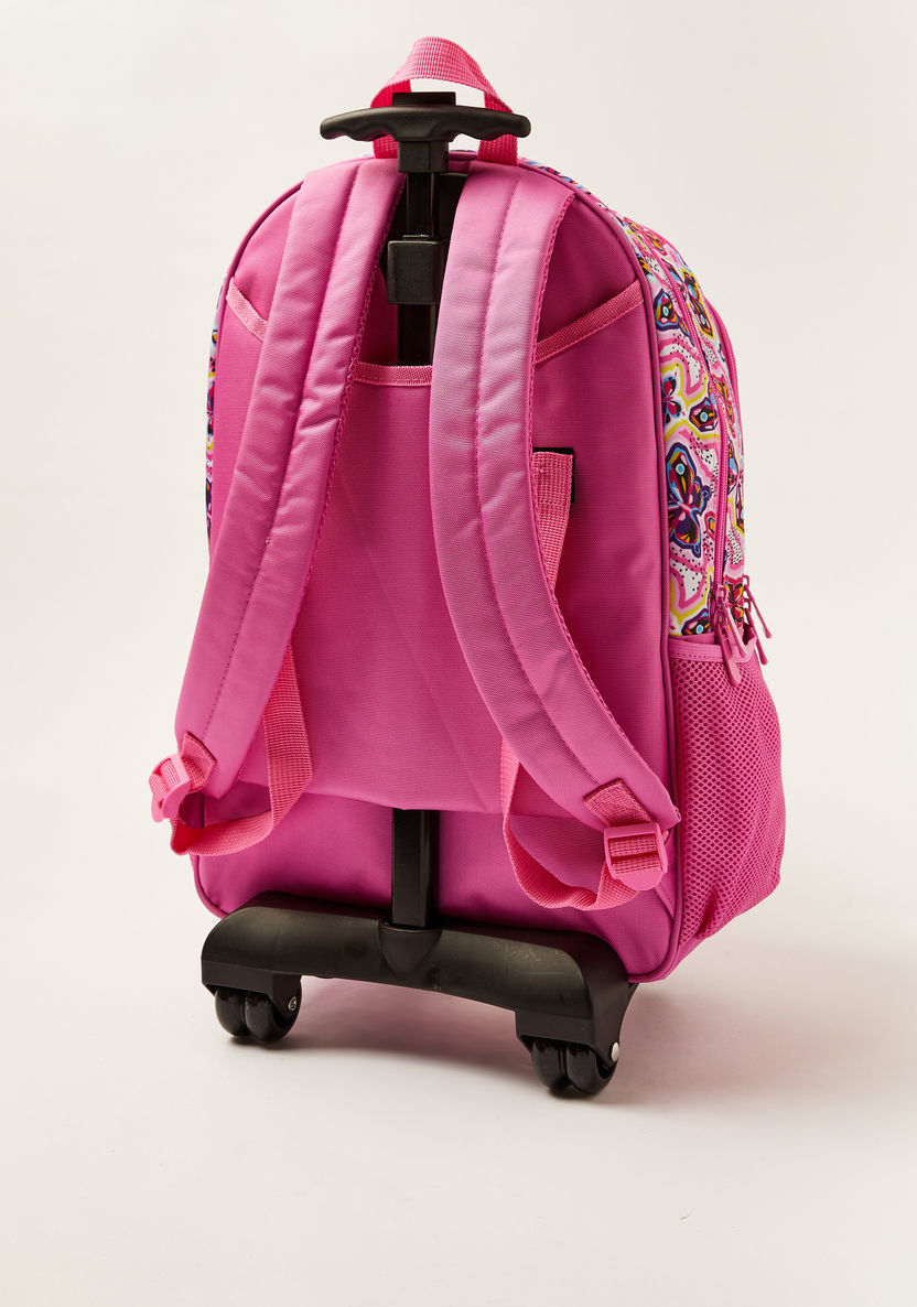 Juniors Butterfly Print Trolley Backpack with Lunch Bag and Pencil Pouch - 18 inches-School Sets-image-4