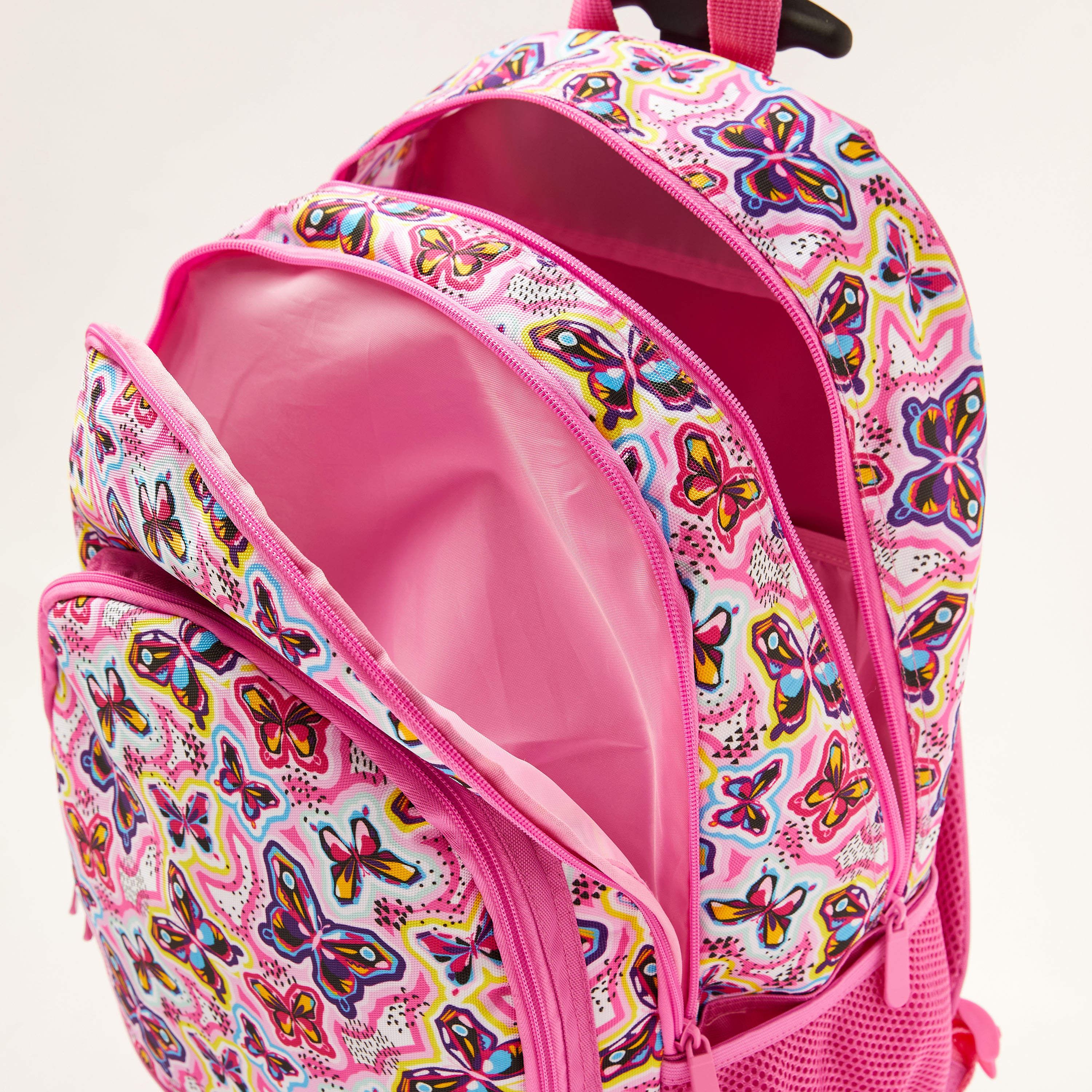 Juniors Butterfly Print Trolley Backpack with Lunch Bag and Pencil Pouch - 18 inches-school-bagsandbackpacks-trolleybags-image-6