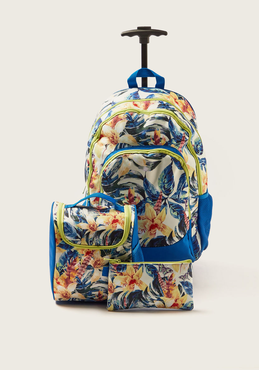 Juniors Tropical Print Trolley Backpack with Lunch Bag and Pencil Case-School Sets-image-0