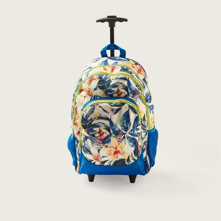 Juniors Tropical Print Trolley Backpack with Lunch Bag and Pencil Case