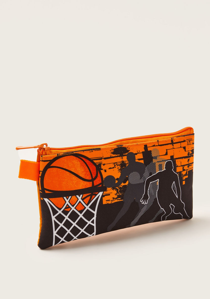 Juniors Basketball Print Trolley Backpack with Lunch Bag and Pencil Pouch - 18 inches-School Sets-image-9