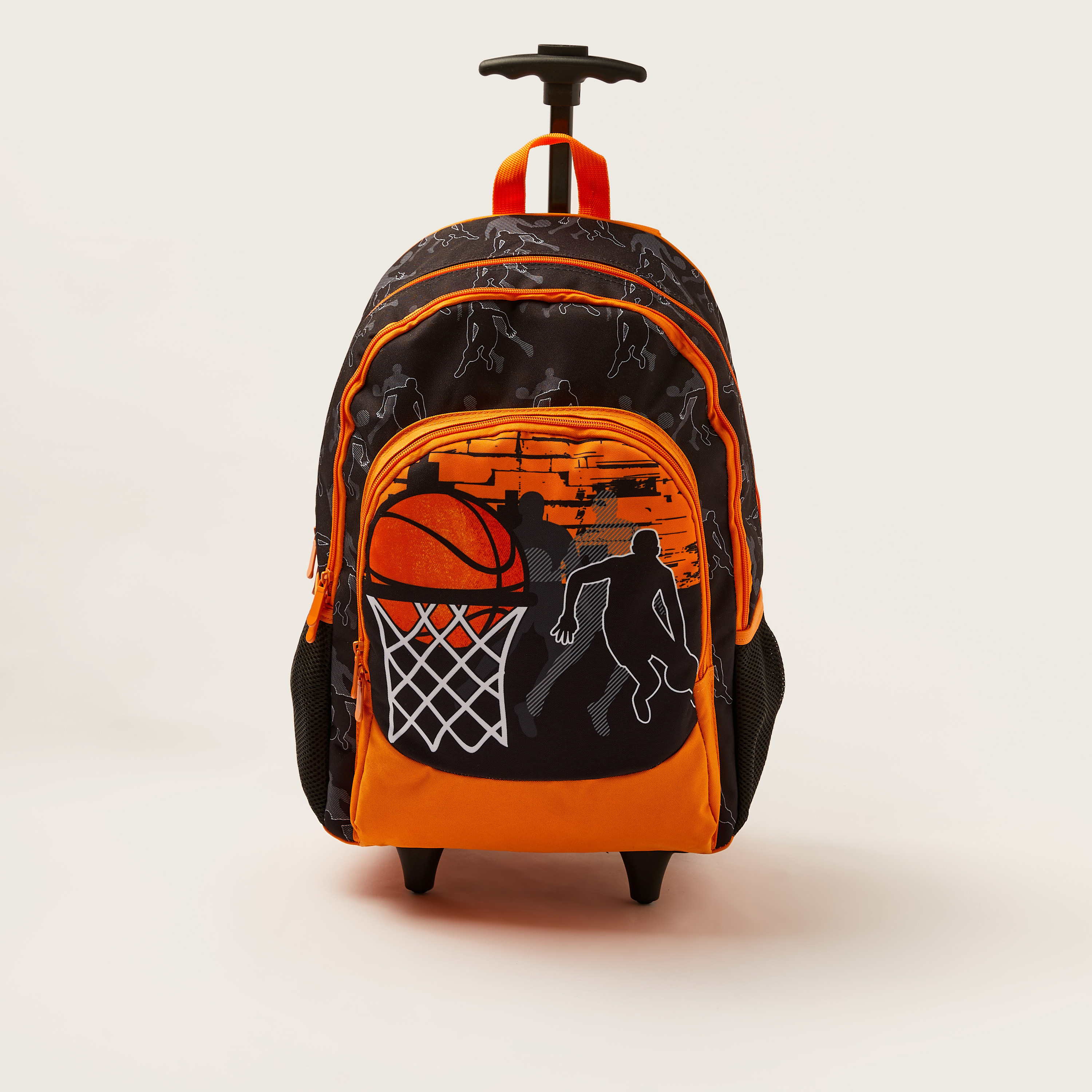 Juniors Basketball Print Trolley Backpack with Lunch Bag and Pencil Pouch - 18 inches-school-bagsandbackpacks-trolleybags-image-2