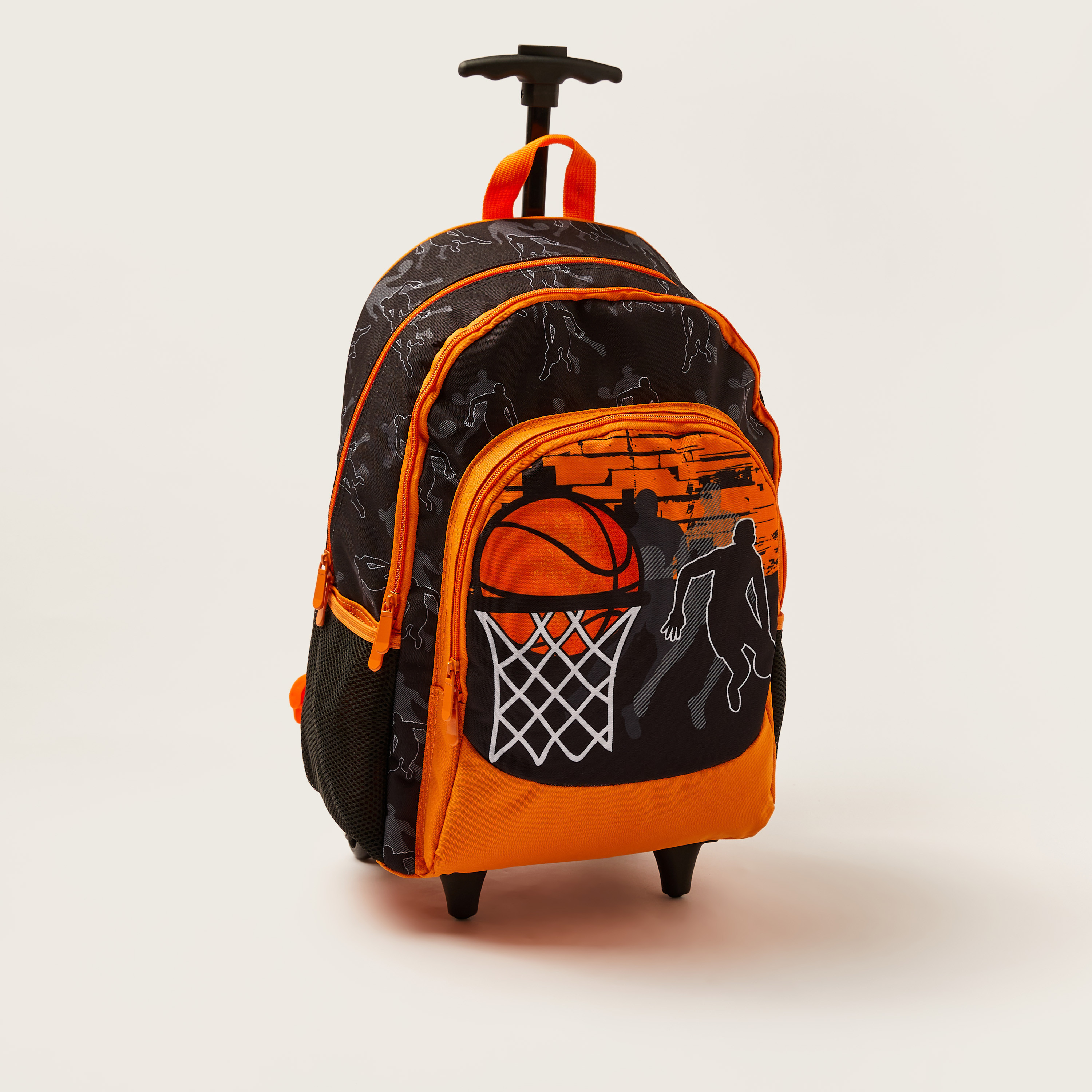 Juniors Basketball Print Trolley Backpack with Lunch Bag and Pencil Pouch - 18 inches-school-bagsandbackpacks-trolleybags-image-3