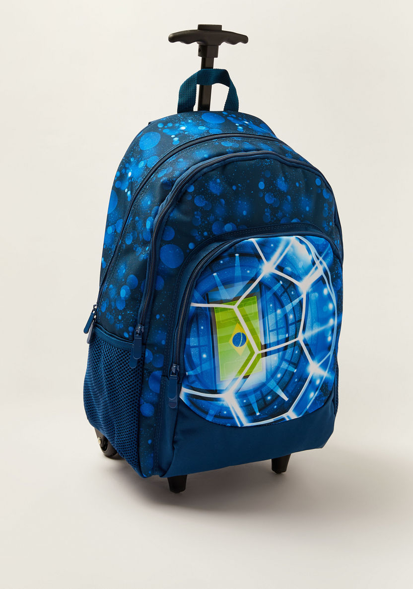 Juniors Football Print Trolley Backpack with Lunch Bag and Pencil Pouch - 18 inches-School Sets-image-2