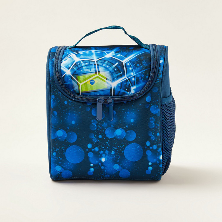 Juniors Football Print Trolley Backpack with Lunch Bag and Pencil Pouch - 18 inches