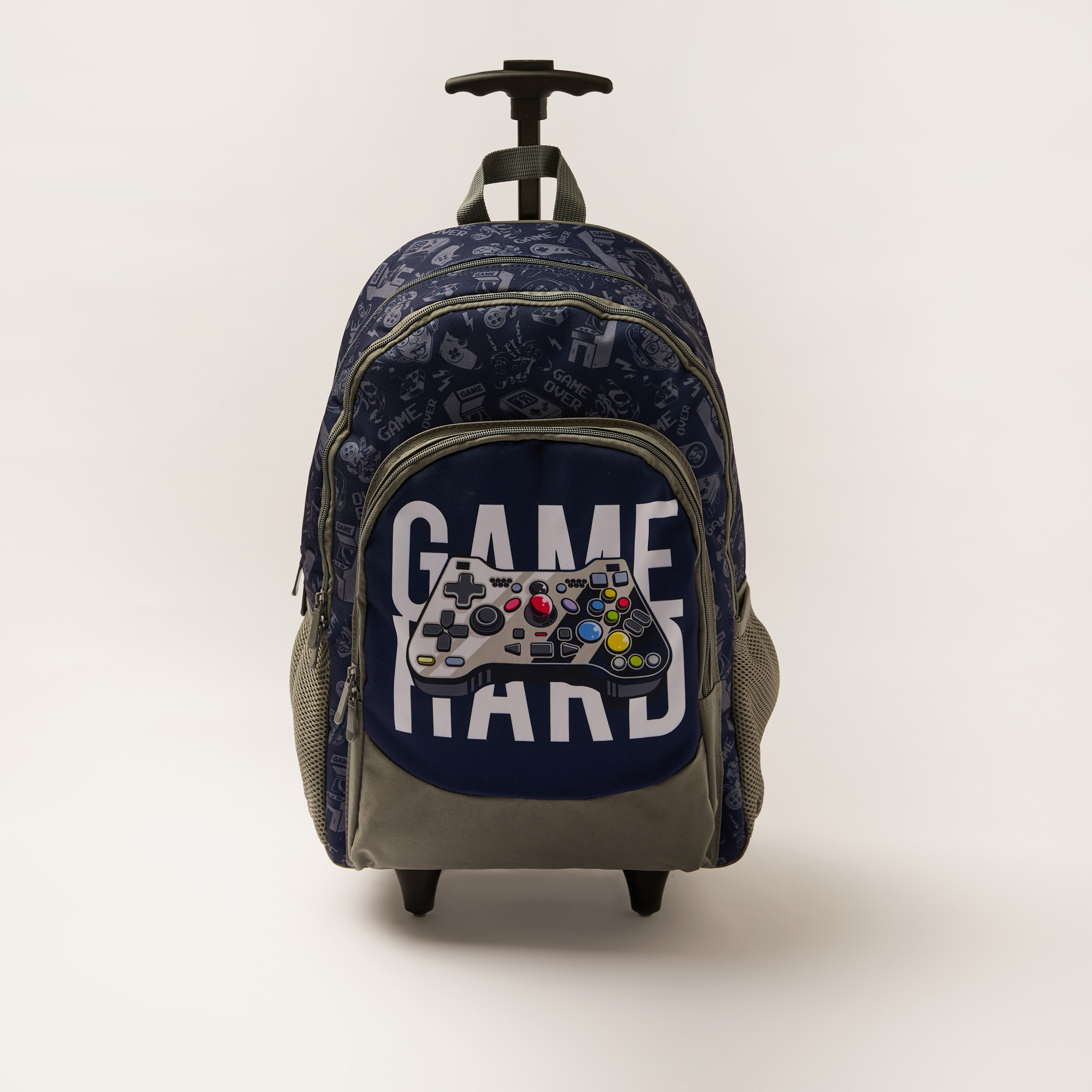 Juniors Game Print Trolley Backpack with Lunch Bag and Pencil Pouch - 18 inches-school-bagsandbackpacks-trolleybags-image-2