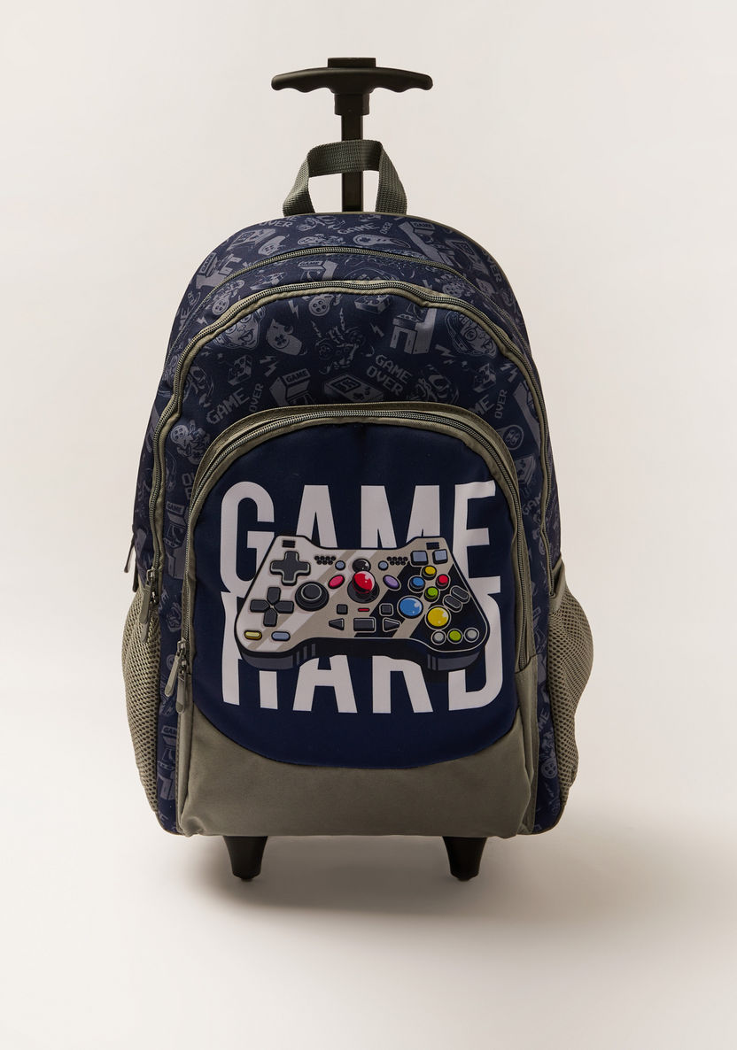 Juniors Game Print Trolley Backpack with Lunch Bag and Pencil Pouch - 18 inches-School Sets-image-1