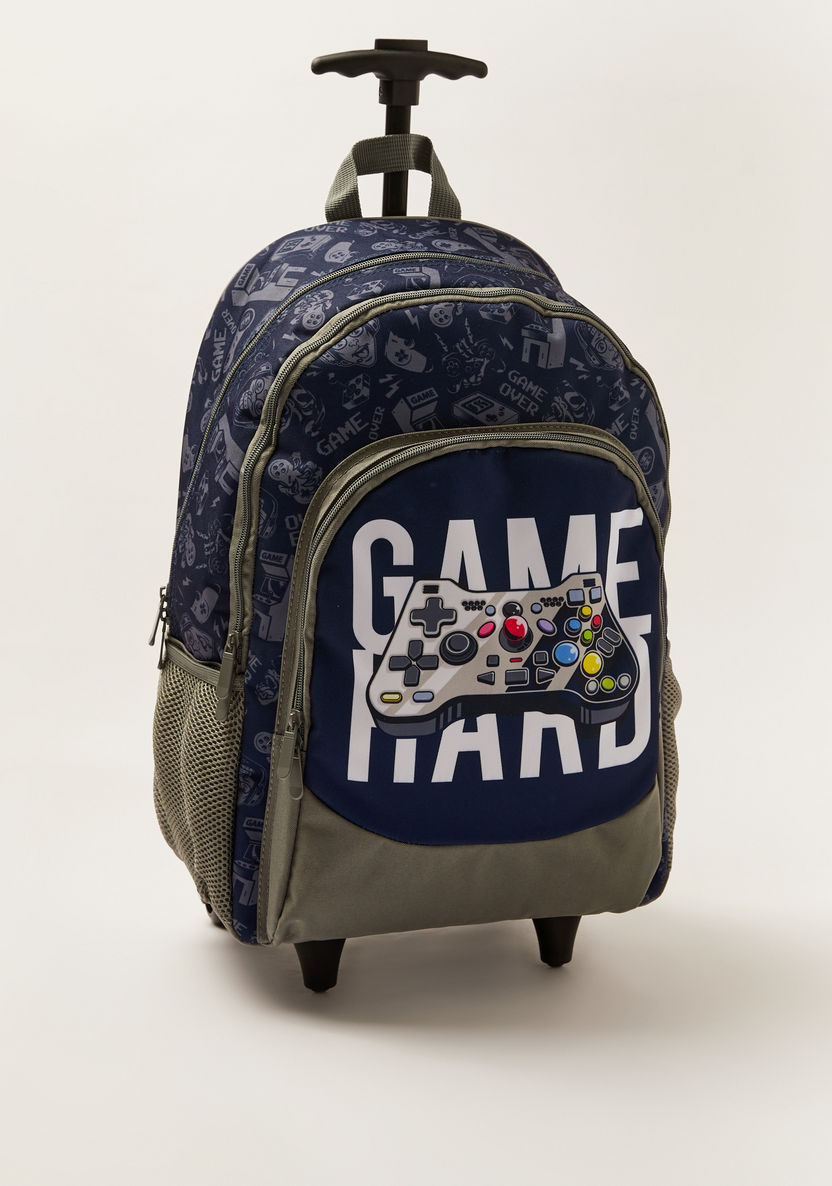 Juniors Game Print Trolley Backpack with Lunch Bag and Pencil Pouch - 18 inches-School Sets-image-2