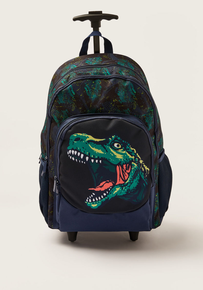 Juniors Dinosaur Print Trolley Backpack with Lunch Bag and Pencil Pouch - 18 inches-School Sets-image-1