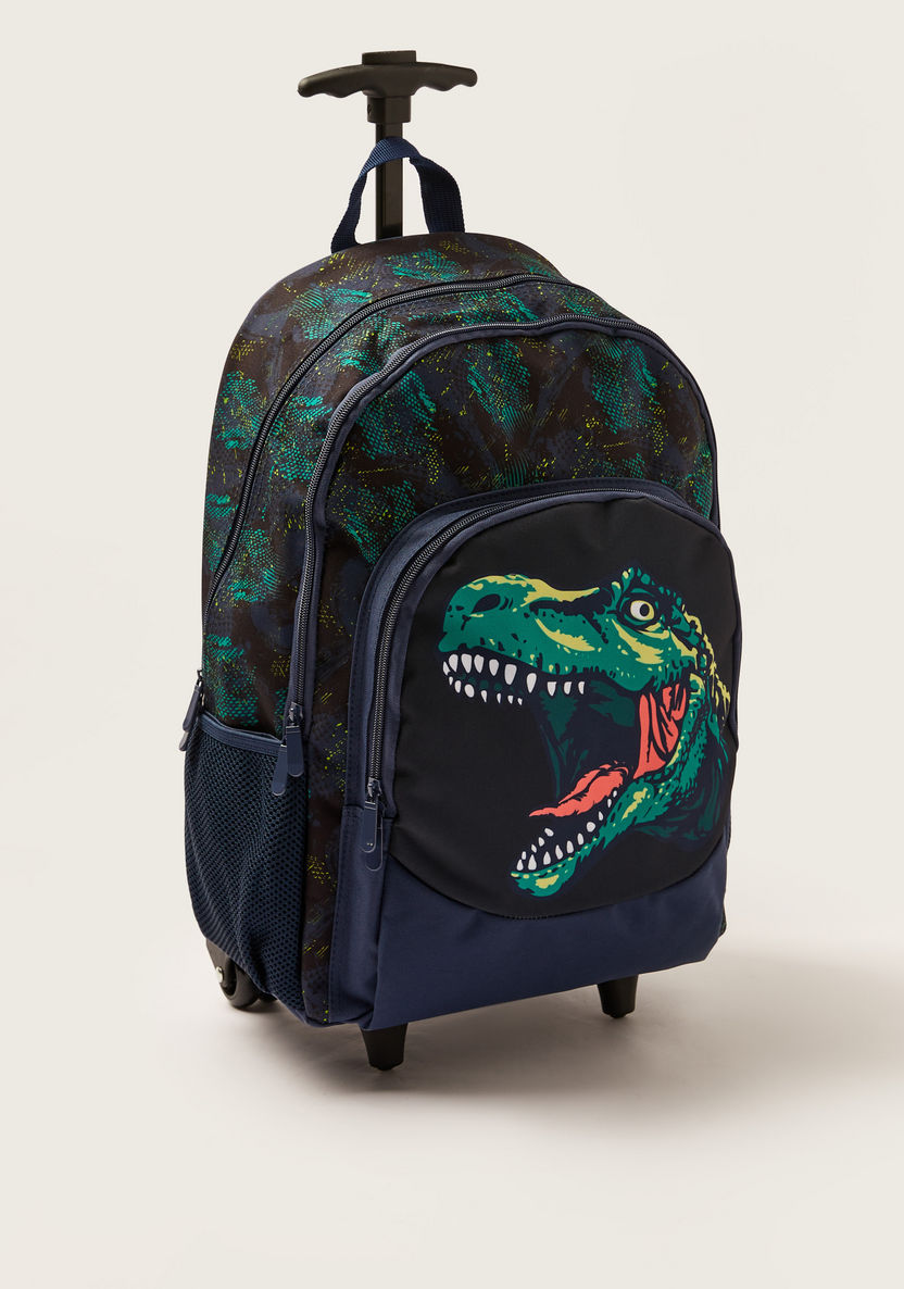 Juniors Dinosaur Print Trolley Backpack with Lunch Bag and Pencil Pouch - 18 inches-School Sets-image-2