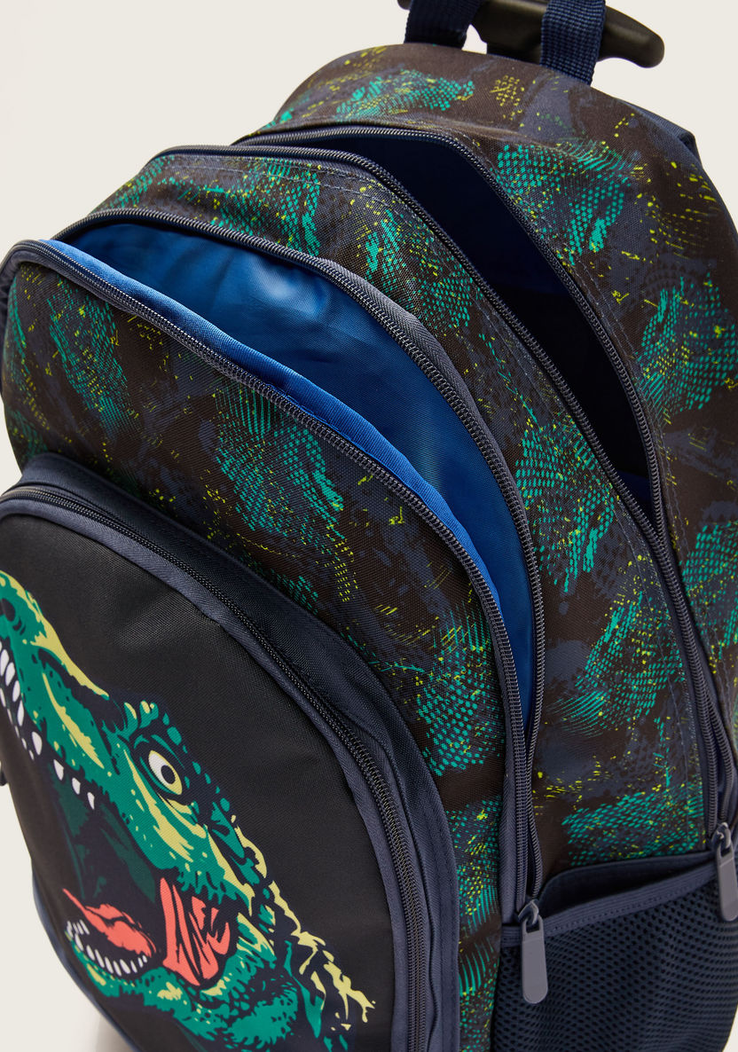Juniors Dinosaur Print Trolley Backpack with Lunch Bag and Pencil Pouch - 18 inches-School Sets-image-5