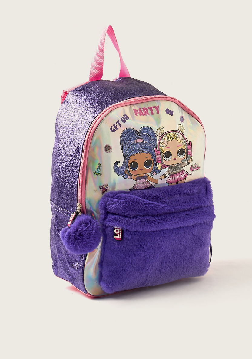 L.O.L. Surprise! Printed 16-inch Backpack with Faux Fur Detail-Backpacks-image-1