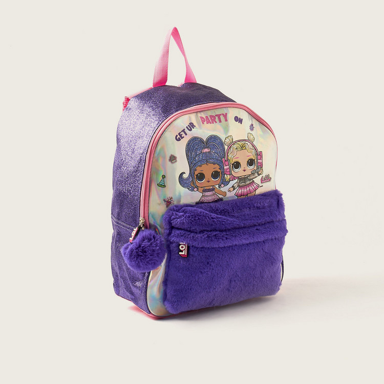 L.O.L. Surprise! Printed 16-inch Backpack with Faux Fur Detail