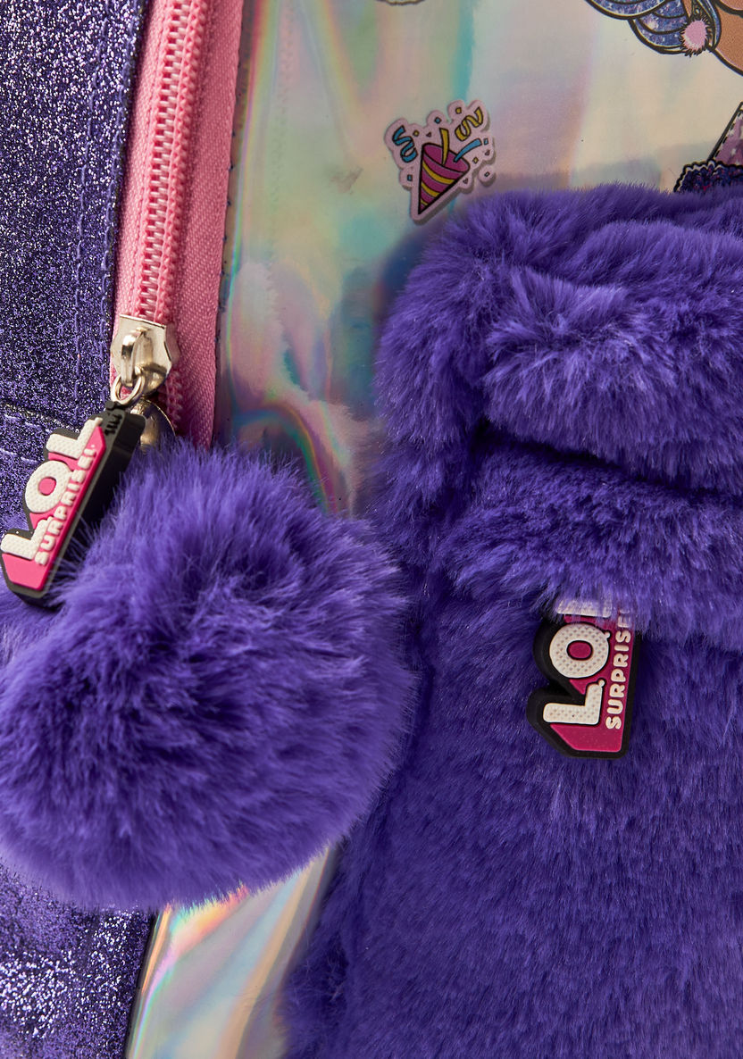 L.O.L. Surprise! Printed 16-inch Backpack with Faux Fur Detail-Backpacks-image-2
