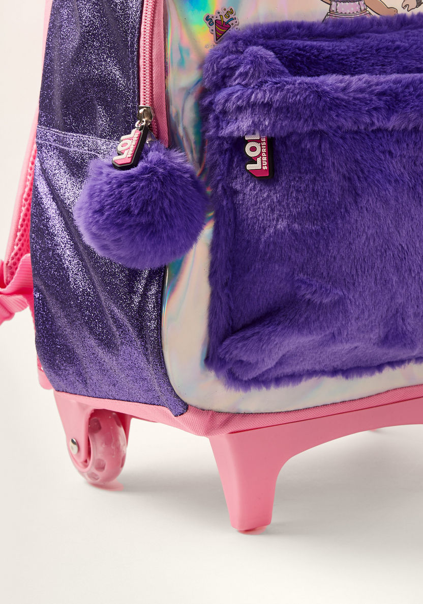 L.O.L. Surprise! Printed Trolley Bag with Fur Detail - 16 inches-Trolleys-image-3