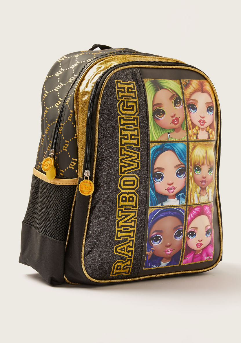 Rainbow High Printed Backpack with Zip Closure and Side Pockets - 16 inches-Backpacks-image-1